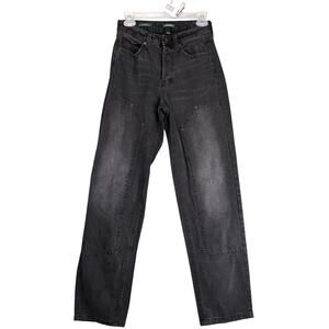 Wild Fable High Rise Straight Jeans Women's 2 Black 24x30 Double Knee Button Fly